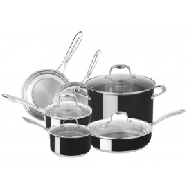 KitchenAid Batería de Acero Inoxidable 10 Piezas KCSS10OB Color Negro - Envío Gratuito