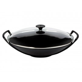 Le Creuset Wok con Tapa de Cristal 36 cm Negro Mate - Envío Gratuito