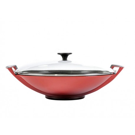 La Creuset Wok con Tapa de Cristal Cherry - Envío Gratuito