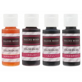 Dulces Besos, Colorantes en gel 4 Piezas - Envío Gratuito