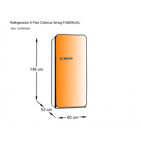 Smeg FAB28UOL Refrigerador 9 Pies Cúbicos Naranja - Envío Gratuito