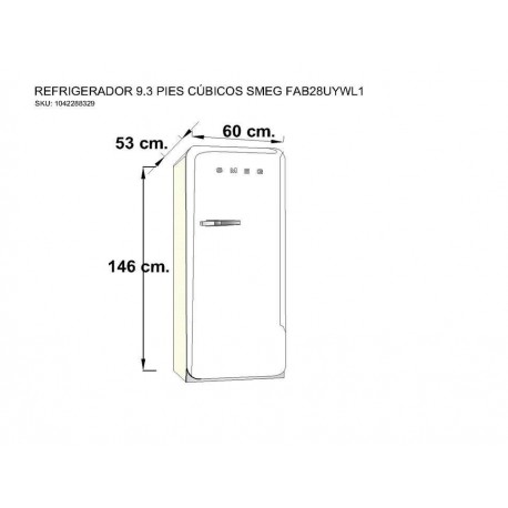 Refrigerador Smeg 9 pies cúbicos amarillo FAB28UYWL1 - Envío Gratuito