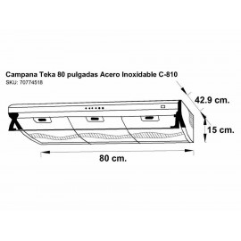 Campana de pared 80 cm Teka acero C-810 - Envío Gratuito