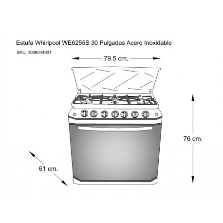 Whirlpool WE6255S Estufa 30 Pulgadas Acero Inoxidable - Envío Gratuito