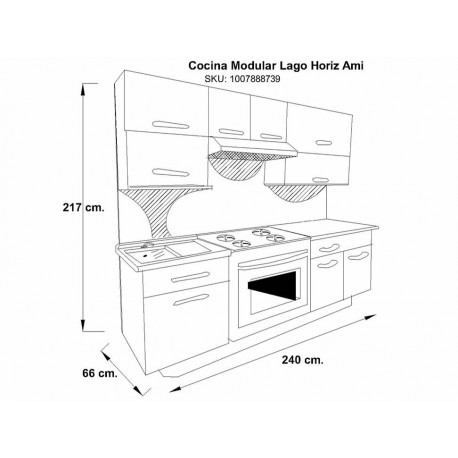 Cocina Modular Lago 2.40 Ferreti - Envío Gratuito