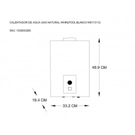 Whirlpool WK71311Q Calentador a Gas Natural 1 Servicio Blanco - Envío Gratuito