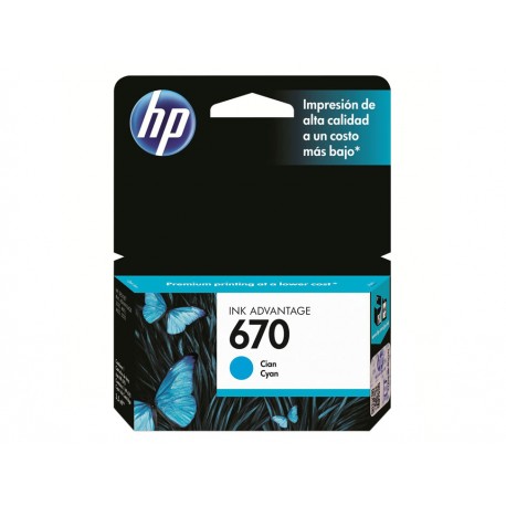 Cartucho HP Tinta 670 Cyan - Envío Gratuito