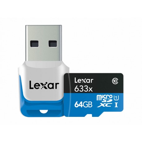 Lexar Memoria MicroSD 64Gb Clase10 633X con USB - Envío Gratuito