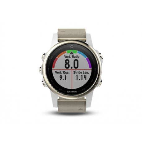 Monitor Garmin Fenix 5S Zafiro Champagne Con Correa De Piel - Envío Gratuito