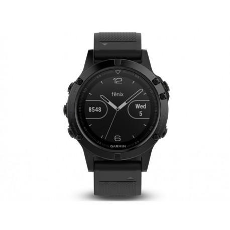 Monitor Garmin Fenix 5 Zafiro Negro Con Correa De Caucho - Envío Gratuito