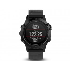 Monitor Garmin Fenix 5 Zafiro Negro Con Correa De Caucho - Envío Gratuito