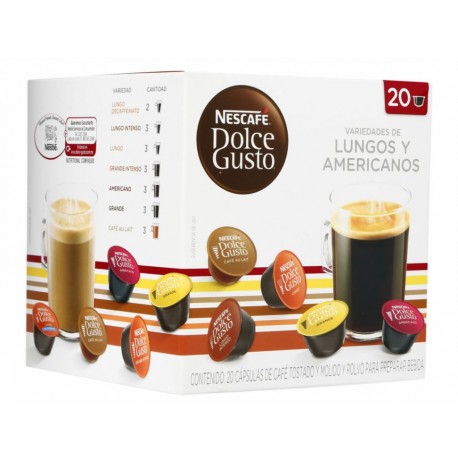 Dolce Gusto Nescafé 20 cápsulas Lungos y Americanos - Envío Gratuito