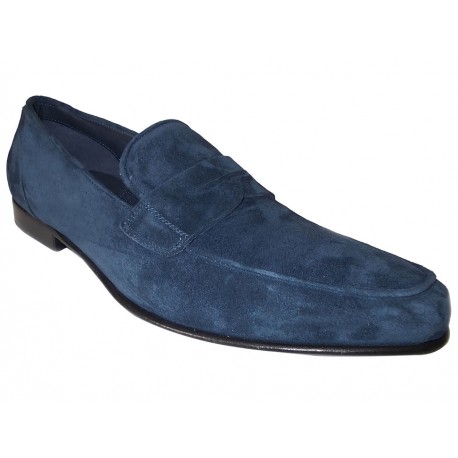 Zapato mocasín Adolfo Carli gamuza azul - Envío Gratuito