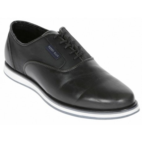 Perry Ellis Zapato con Agujeta de Piel Negro - Envío Gratuito