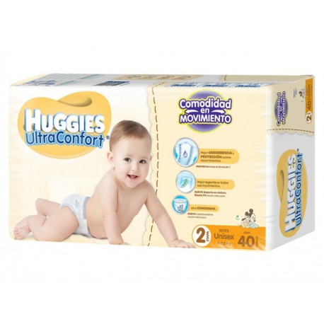 Pañales Huggies Ultraconfort Etapa 2 unisex 40 piezas - Envío Gratuito