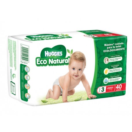 Pañales Huggies Eco Natural Etapa 3 unisex 40 piezas - Envío Gratuito