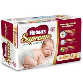 Pañales Huggies Supreme Pure & Natural Etapa recién nacido unisex 38 piezas - Envío Gratuito