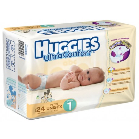 Pañales Huggies Ultraconfort Etapa 1 unisex 24 piezas - Envío Gratuito