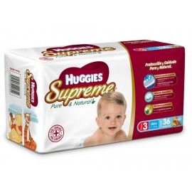 Pañales Huggies Supreme Pure & Natural etapa 3 para niño 36 piezas - Envío Gratuito