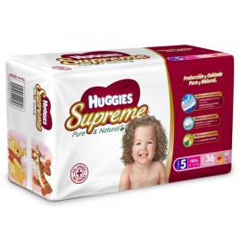 Pañales Huggies Supreme Pure & Natural Etapa 5 para niña 36 piezas - Envío Gratuito