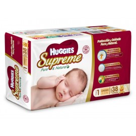 Pañales Huggies Supreme Pure & Natural Etapa 1 unisex 38 piezas - Envío Gratuito