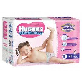 Pañales Huggies Ultraconfort Etapa 5 para niña 31 piezas - Envío Gratuito