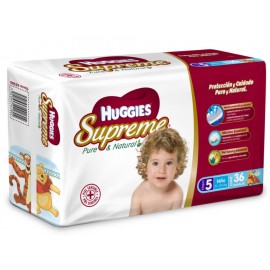 Pañales Huggies Supreme Pure & Natural Etapa 5 para niño 36 piezas - Envío Gratuito