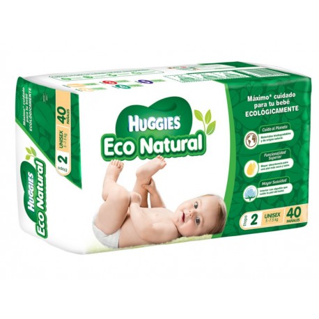 Pañales Huggies Eco Natural Etapa 2 unisex 40 piezas - Envío Gratuito