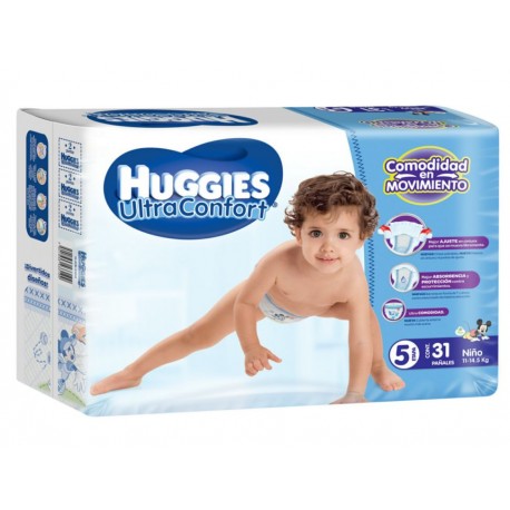 Pañales Huggies Ultraconfort Etapa 5 para niño 31 piezas - Envío Gratuito