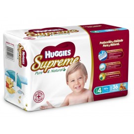 Pañales Huggies Supreme Pure & Natural Etapa 4 para niño 36 piezas - Envío Gratuito