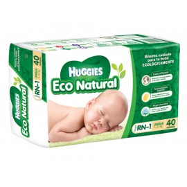 Pañales Huggies Eco Natural Etapa recién nacido unisex 40 piezas - Envío Gratuito