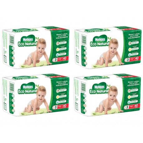 PAÑAL HUGGIES ECONATURAL CON 4 PAQUETES - Envío Gratuito