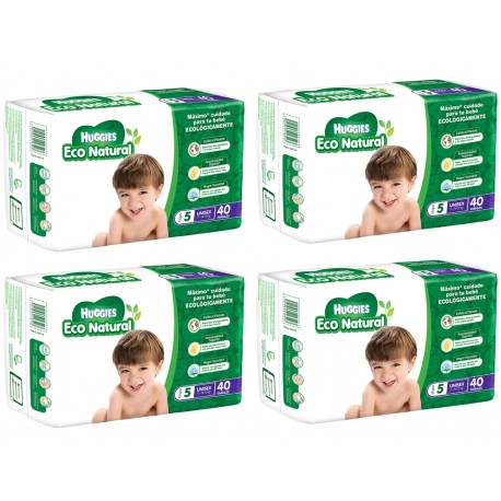 KC PAÑAL HUGGIES ECONATURAL CON 4 PAQUETES - Envío Gratuito